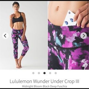 LULULEMON Wunder Under Crop III Midnight Bloom